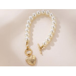 Komplet biżuterii perełkowy bransoletka i naszyjnik z zawieszką serce puzderko