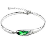 Elegancka bransoletka półbangle z zielonymi kryształkami na prezent