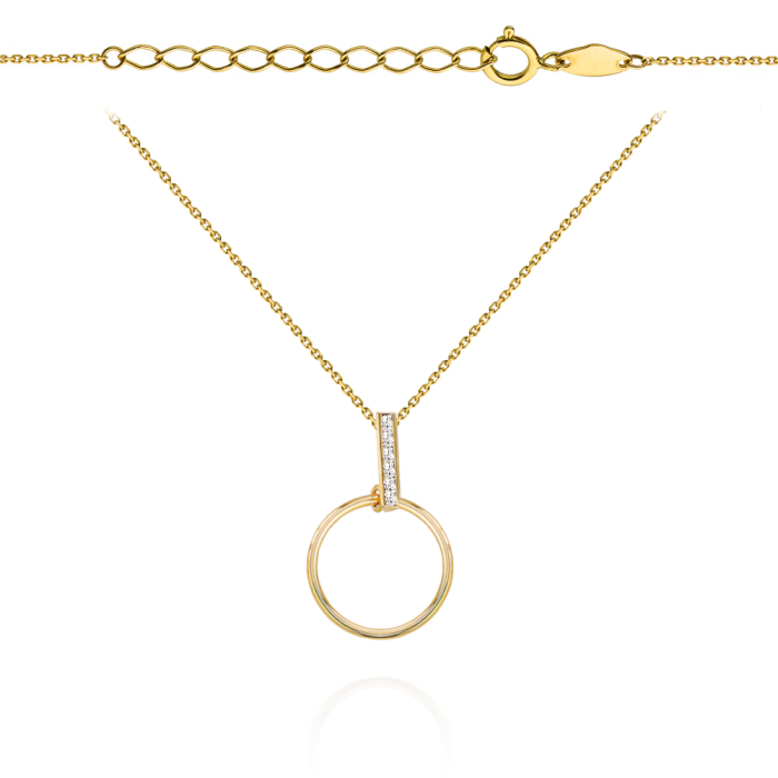 Naszyjnik złoty ring z ozdobnym prostokątem