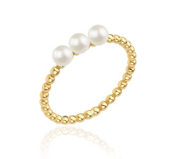 Pierścionek złoty kulkowy z perłami