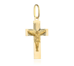 Złoty krzyżyk z Jezusem w diamentowanej oprawie