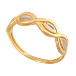Złoty pierścionek 585 żółte i białe złoto warkocz 1,60 g