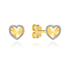 Kolczyki złote diamentowane serca w dwóch kolorach złota