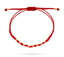 Bransoletka diamentowane kuleczki na czerwonym sznurku