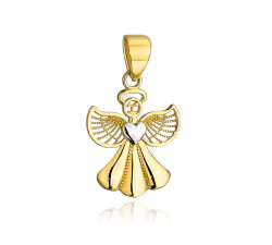 Zawieszka złota aniołek z serduszkiem w dwóch kolorach złota