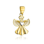 Zawieszka złota 585 aniołek z serduszkiem w dwóch kolorach złota