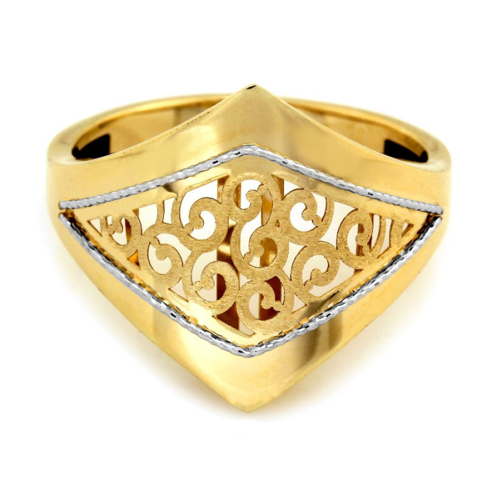 Złoty pierścionek 585 szeroki ażurowy ornament 2,12g