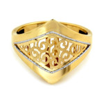 Złoty pierścionek 585 szeroki ażurowy ornament 2,12g