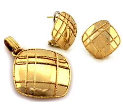 Złoty komplet biżuterii 585 zdobione romby 5.57g