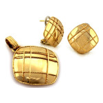Złoty komplet biżuterii 585 zdobione romby 5.57g