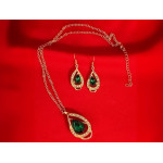 Komplet biżuterii cyrkonie zielone migdały na prezent