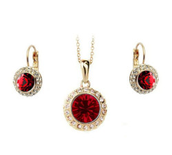 Komplet biżuterii rubinowe kamienie kate
