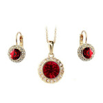 Komplet biżuterii kate z rubinowymi kryształkami na prezent