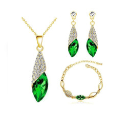 Komplet biżuterii z zielonymi cyrkoniami