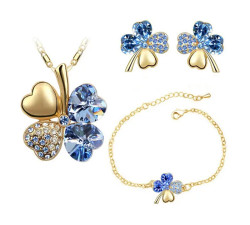 Komplet biżuterii koniczynki niebieskie