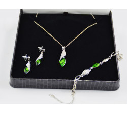 Zestaw biżuterii zielone łezki z kamieniami