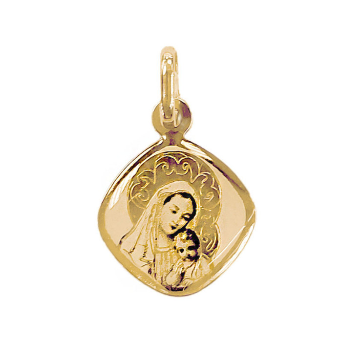 Złoty medalik 585 Matka Boska z Dzieciątkiem na Komunię Chrzest prezent