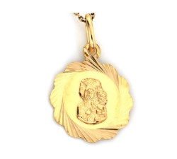 Złoty medalik 585 z Matką Boską i diamentowaniem