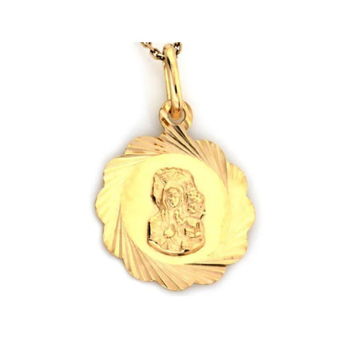 Złoty medalik z diamentowaniem 585 Matka Boska Częstochowska na prezent