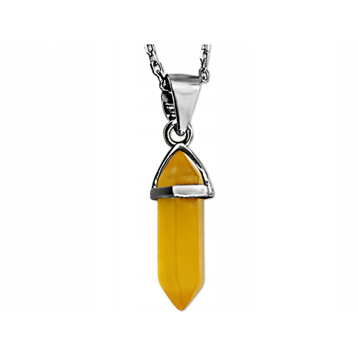 Srebrny naszyjnik 925 z modnym wzorem kamienia żółty kryształ