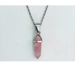 Naszyjnik ze srebra modny wzór różowy kamień