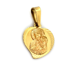 Złoty medalik serce 585 z matką Boską
