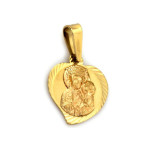 Złoty medalik 585 Matka Boska Częstochowska w sercu z diamentowaniem ma prezent