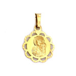 Złoty elegancki medalik 585 zdobiony Matka Boska Częstochowska z ażurem 14kt