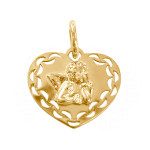 Złoty medalik 585 ażurowe serce z aniołkiem serce origami anioł