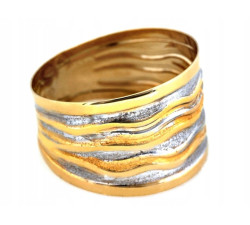 pierścionek ze złota dwukolorowy szeroki