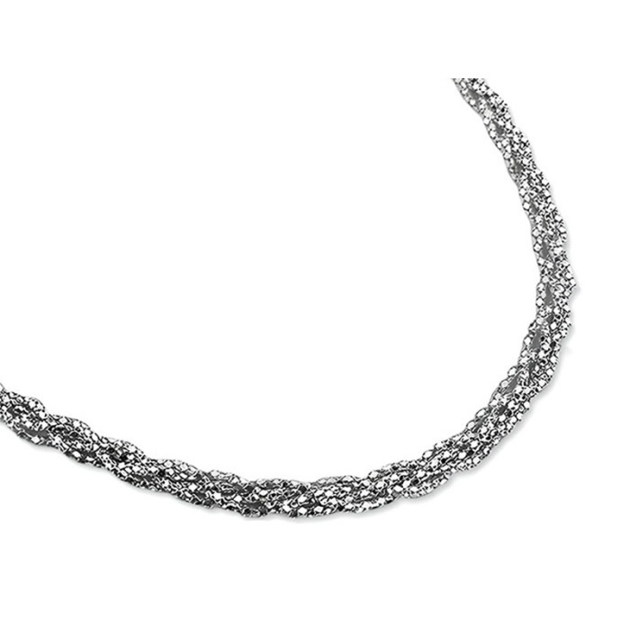 Srebrny naszyjnik 925 połączone warkocz błyszczące łańcuszki 50 cm