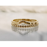 Złoty pierścionek 585 modny obrączkowy z kuleczkowym żłobieniem