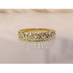 Złoty pierścionek 585 obrączkowy diamentowane elegancki na prezent
