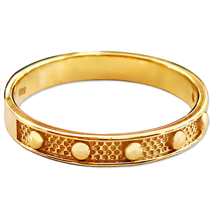 Złoty pierścionek 585 obrączkowy nowoczesny różaniec z cyrkonią