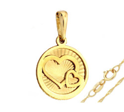 Złoty komplet biżuterii serduszko serce 14kt