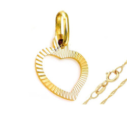 Złoty komplet biżuterii serduszko serce  585 ramka serca serduszko