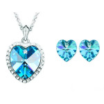 Komplet biżuterii błękitne serca serduszka z cyrkoniami na prezent