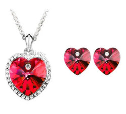 Komplet biżuterii rubinowe serca