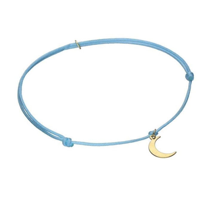 Złota bransoletka 333 sznurkowa niebieska z księżycem 0,26g