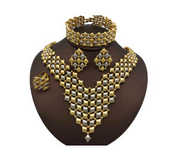 Komplet biżuterii w dwóch kolorach z bransoletką i kolczykami