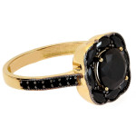 Złoty pierścionek 585 elegancki z czarnym kwiatem r 17