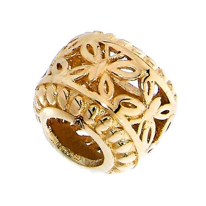 Złoty beads 585 ażurowa przywieszka ze złota 14kt do bransoletki z motylkami