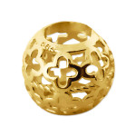 Złota przywieszka beads 585 ażurowa kuleczka gładka w koniczynki na prezent