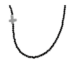 Srebrny naszyjnik 925 z krzyżem i kamieniami