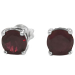 Srebrne kolczyki 925 sztyfciki z rubinową cyrkonią eleganckie wkrętki