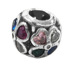 Beads ze srebra 925 w kształcie kulki z kolorowymi koniczynkami