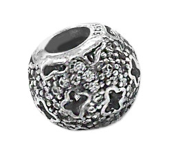 Beads ze srebra 925 w kształcie kulki z motylkami i cyrkoniami
