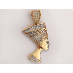 Złota przywieszka 585 elegancki wzór popiersie Nefretete egipska królowa z cyrkoniami
