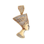 Złota przywieszka 585 elegancki wzór popiersie Nefretete egipska królowa z cyrkoniami