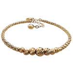 Złota bransoletka 585 elegancki wzór bangle z diamentowanymi kuleczkami